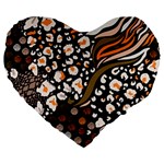 Trendy Mix Animal Skin Prints Large 19  Premium Flano Heart Shape Cushions Front