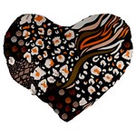 Trendy Mix Animal Skin Prints Large 19  Premium Flano Heart Shape Cushions Back