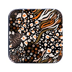 Trendy Mix Animal Skin Prints Square Metal Box (black) by Simbadda