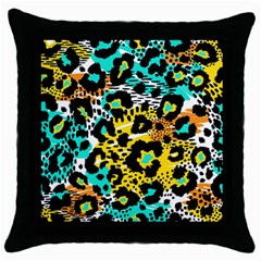 Seamless Leopard Wild Pattern Animal Print Throw Pillow Case (black) by Simbadda