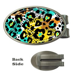 Seamless Leopard Wild Pattern Animal Print Money Clips (oval)  by Simbadda