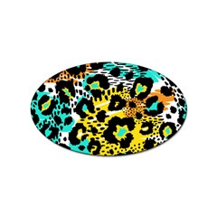 Seamless Leopard Wild Pattern Animal Print Sticker (oval) by Simbadda