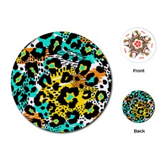 Seamless Leopard Wild Pattern Animal Print Playing Cards Single Design (round)