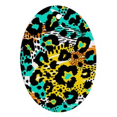 Seamless Leopard Wild Pattern Animal Print Oval Ornament (two Sides) by Simbadda