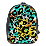 Seamless Leopard Wild Pattern Animal Print School Bag (Large) Front