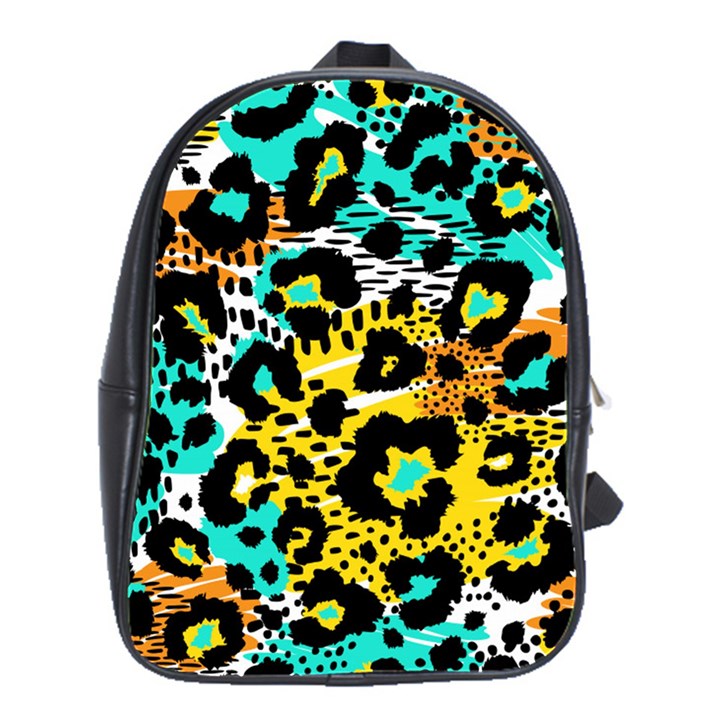 Seamless Leopard Wild Pattern Animal Print School Bag (Large)