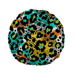 Seamless Leopard Wild Pattern Animal Print Standard 15  Premium Flano Round Cushions by Simbadda