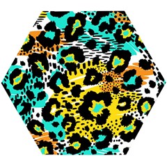 Seamless Leopard Wild Pattern Animal Print Wooden Puzzle Hexagon by Simbadda