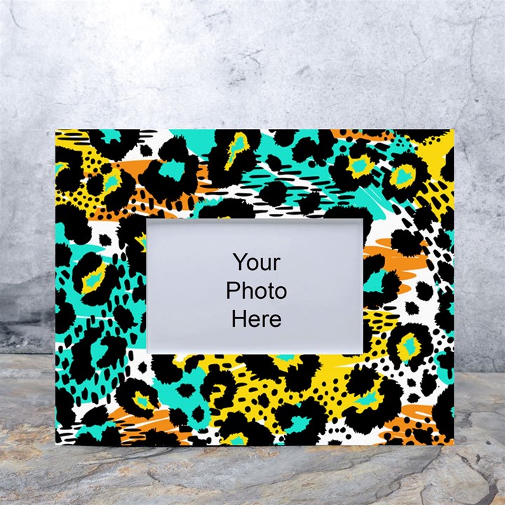 Seamless Leopard Wild Pattern Animal Print White Tabletop Photo Frame 4 x6 