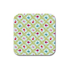 Birds Pattern Background Rubber Square Coaster (4 Pack) by Simbadda