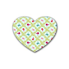 Birds Pattern Background Rubber Coaster (heart) by Simbadda