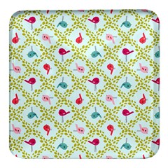 Birds Pattern Background Square Glass Fridge Magnet (4 Pack) by Simbadda