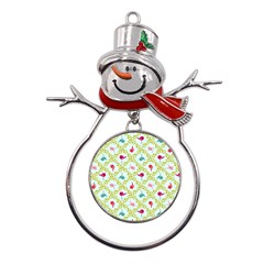 Birds Pattern Background Metal Snowman Ornament