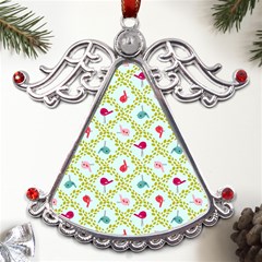 Birds Pattern Background Metal Angel With Crystal Ornament