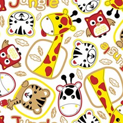 Vector Seamless Pattern Nice Animals Cartoon Play Mat (square) by Simbadda