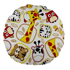 Vector Seamless Pattern Nice Animals Cartoon Large 18  Premium Flano Round Cushions by Simbadda