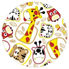 Vector Seamless Pattern Nice Animals Cartoon Round Trivet by Simbadda