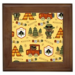 Seamless Pattern Funny Ranger Cartoon Framed Tile by Simbadda