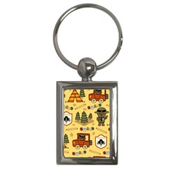 Seamless Pattern Funny Ranger Cartoon Key Chain (rectangle) by Simbadda