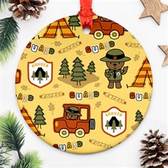 Seamless Pattern Funny Ranger Cartoon Ornament (round) by Simbadda