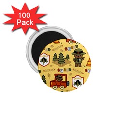 Seamless Pattern Funny Ranger Cartoon 1 75  Magnets (100 Pack)  by Simbadda