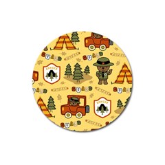 Seamless Pattern Funny Ranger Cartoon Magnet 3  (round) by Simbadda