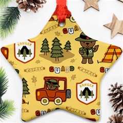 Seamless Pattern Funny Ranger Cartoon Star Ornament (two Sides) by Simbadda