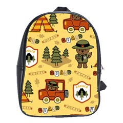 Seamless Pattern Funny Ranger Cartoon School Bag (large) by Simbadda