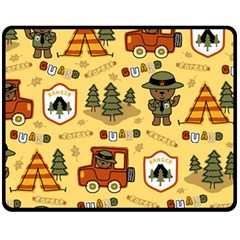 Seamless Pattern Funny Ranger Cartoon Fleece Blanket (medium) by Simbadda