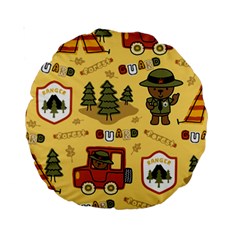 Seamless Pattern Funny Ranger Cartoon Standard 15  Premium Round Cushions by Simbadda