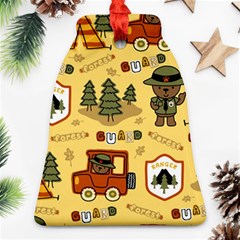 Seamless Pattern Funny Ranger Cartoon Bell Ornament (two Sides) by Simbadda