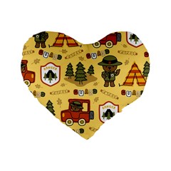 Seamless Pattern Funny Ranger Cartoon Standard 16  Premium Flano Heart Shape Cushions by Simbadda