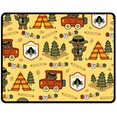 Seamless Pattern Funny Ranger Cartoon Two Sides Fleece Blanket (medium) by Simbadda