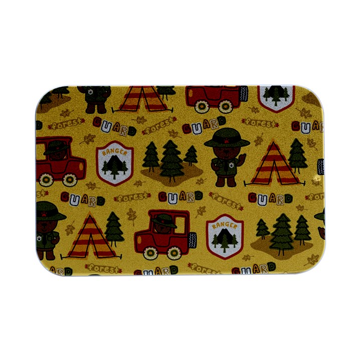 Seamless Pattern Funny Ranger Cartoon Open Lid Metal Box (Silver)  