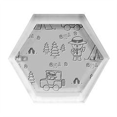 Seamless Pattern Funny Ranger Cartoon Hexagon Wood Jewelry Box