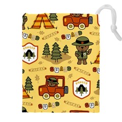 Seamless Pattern Funny Ranger Cartoon Drawstring Pouch (5xl) by Simbadda