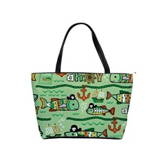 Seamless Pattern Fishes Pirates Cartoon Classic Shoulder Handbag by Simbadda