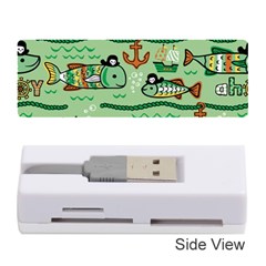 Seamless Pattern Fishes Pirates Cartoon Memory Card Reader (stick) by Simbadda