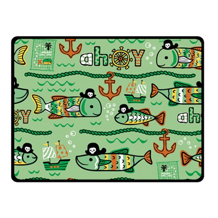 Seamless Pattern Fishes Pirates Cartoon Two Sides Fleece Blanket (Small)