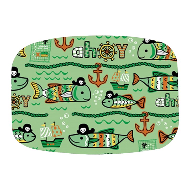 Seamless Pattern Fishes Pirates Cartoon Mini Square Pill Box