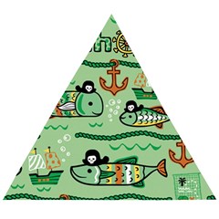 Seamless Pattern Fishes Pirates Cartoon Wooden Puzzle Triangle by Simbadda