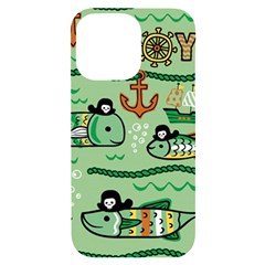 Seamless Pattern Fishes Pirates Cartoon Iphone 14 Pro Max Black Uv Print Case