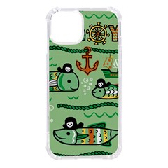 Seamless Pattern Fishes Pirates Cartoon Iphone 14 Tpu Uv Print Case