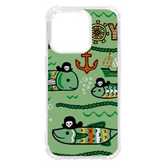 Seamless Pattern Fishes Pirates Cartoon Iphone 14 Pro Tpu Uv Print Case