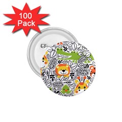 Seamless Pattern With Wildlife Cartoon 1 75  Buttons (100 Pack)  by Simbadda