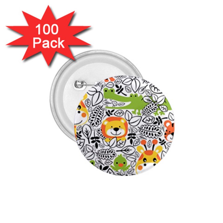 Seamless Pattern With Wildlife Cartoon 1.75  Buttons (100 pack) 