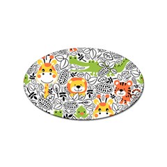 Seamless Pattern With Wildlife Cartoon Sticker Oval (10 Pack) by Simbadda