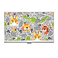 Seamless Pattern With Wildlife Cartoon Business Card Holder by Simbadda