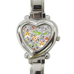 Seamless Pattern With Wildlife Cartoon Heart Italian Charm Watch by Simbadda