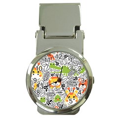 Seamless Pattern With Wildlife Cartoon Money Clip Watches by Simbadda